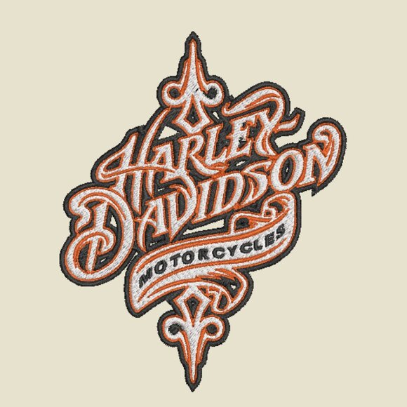 Harley Davidson Embroidered Adult Unisex Crewneck Sweatshirt Script Biker Orange - Picture 10 of 11